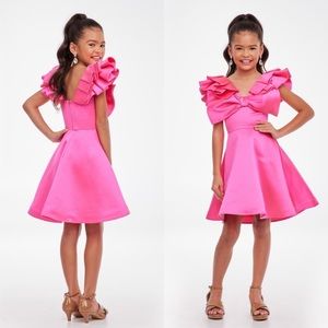 AshleyLauren Girls size 12 satin cocktail dress pageant